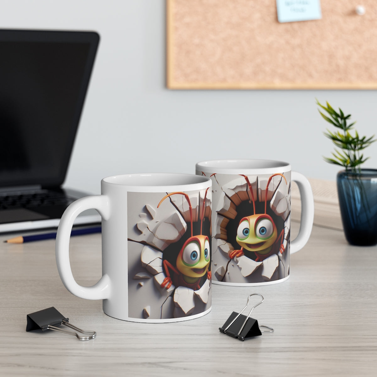 Funny Cartoon Bug Mug – 3D Character Design Coffee Cup, Cute Insect Art Gift for Kids & Adults