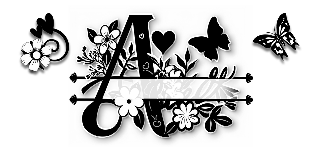 Elegant Floral Monogram Mug – Personalized Black and White Flower Coffee Cup Gift for Women