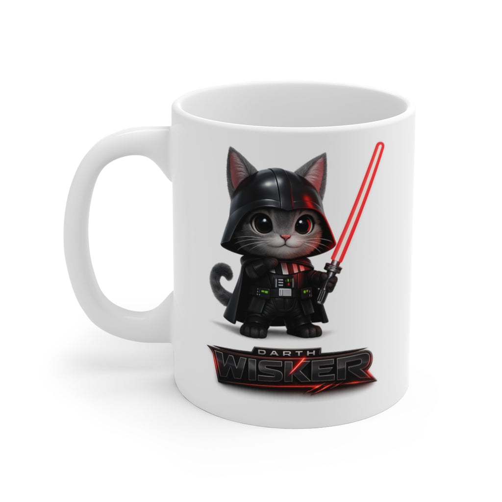 Darth Wisker Funny Cat Mug – Cute Space Villain Kitten Coffee Cup – Novelty Sci-Fi Gift for Cat Lovers