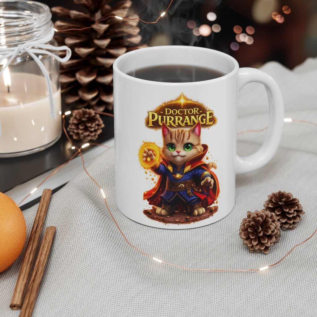 Doctor Purrange Cat Mug – Magical Superhero Kitten Coffee Cup – Funny Gift for Cat Lovers