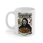 Ghostface Granola Horror Parody Mug – Funny Scary Movie Cereal Coffee Cup – Halloween Ceramic Novelty Gift