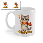 Hairy Purrter Cat Wizard Mug – Cute Magical Cat Coffee Cup – Funny Wizard Kitty Ceramic Mug Gift