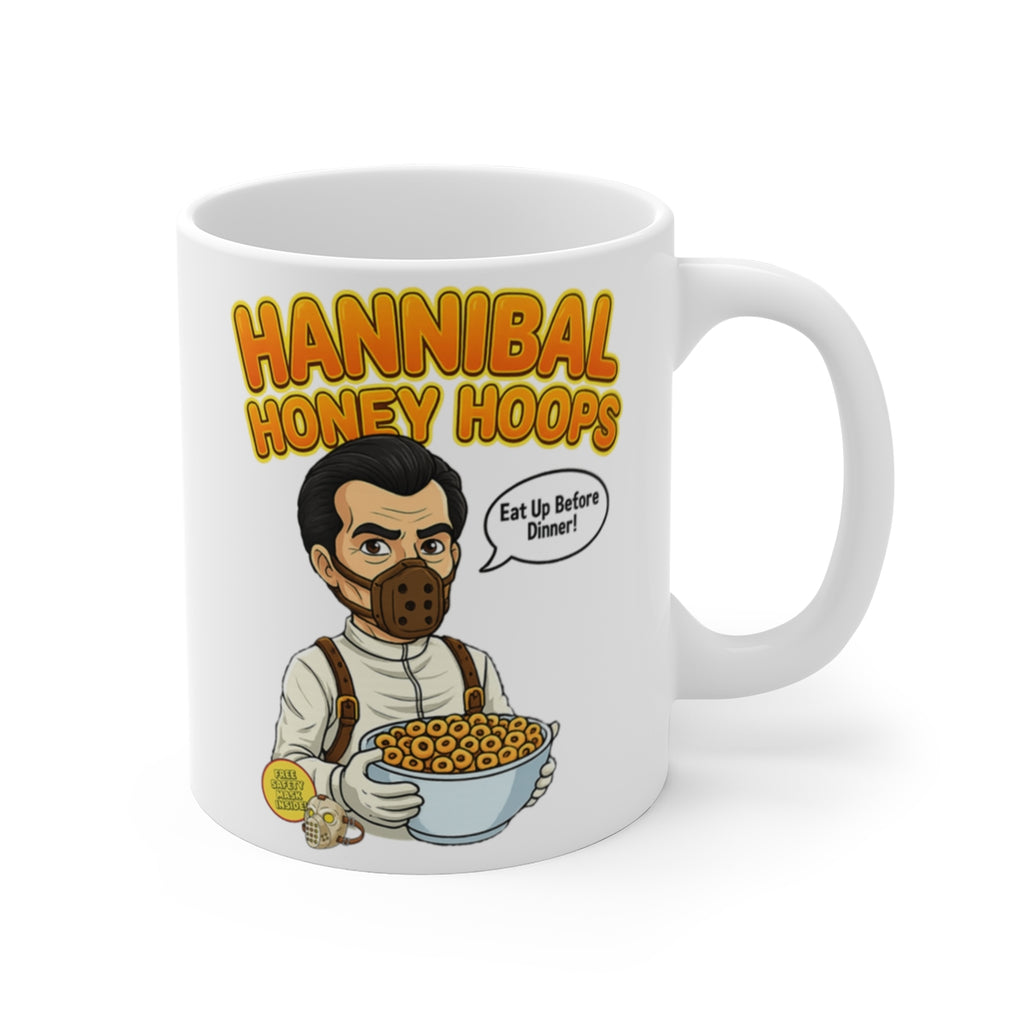 Hannibal Honey Hoops Funny Horror Mug – Dark Humour Cereal Parody Coffee Cup
