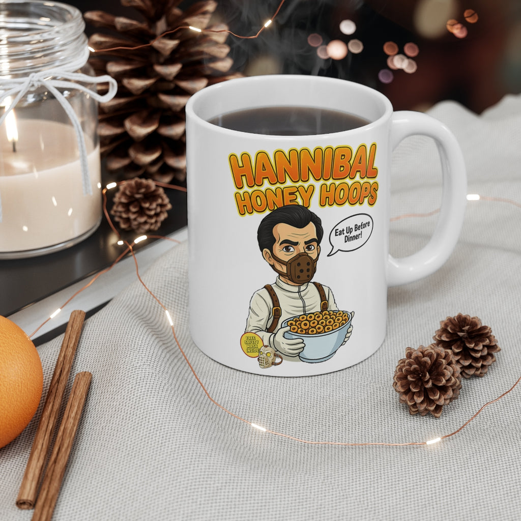 Hannibal Honey Hoops Funny Horror Mug – Dark Humour Cereal Parody Coffee Cup