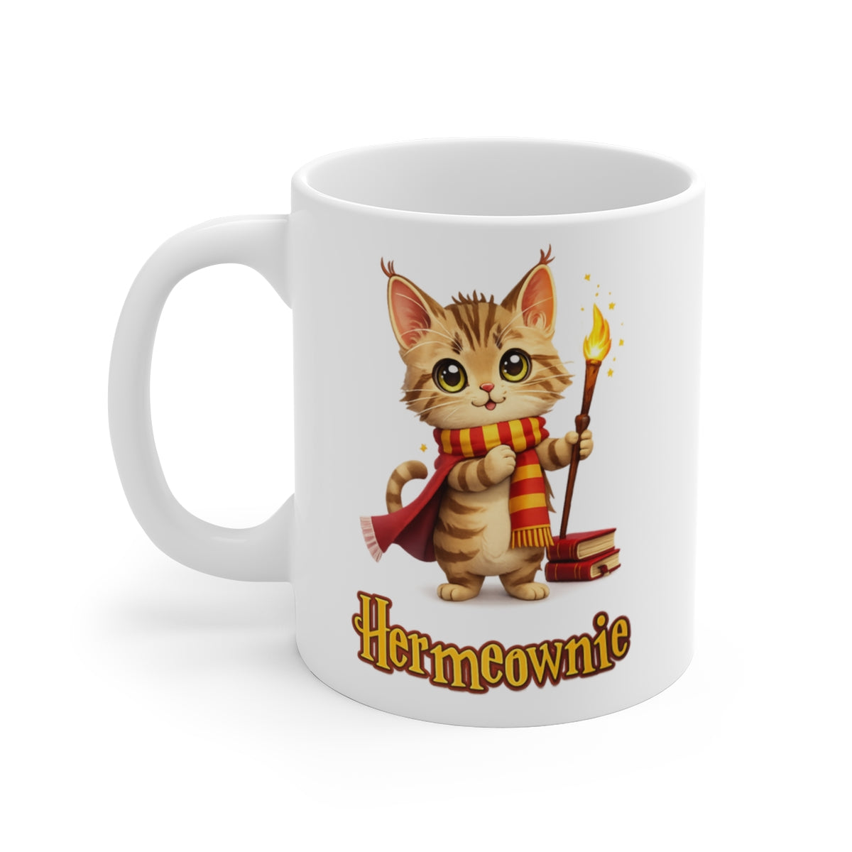 Hermeownie Cat Wizard Mug – Cute Magical Kitten Coffee Cup – Funny Fantasy Cat Ceramic Mug Gift