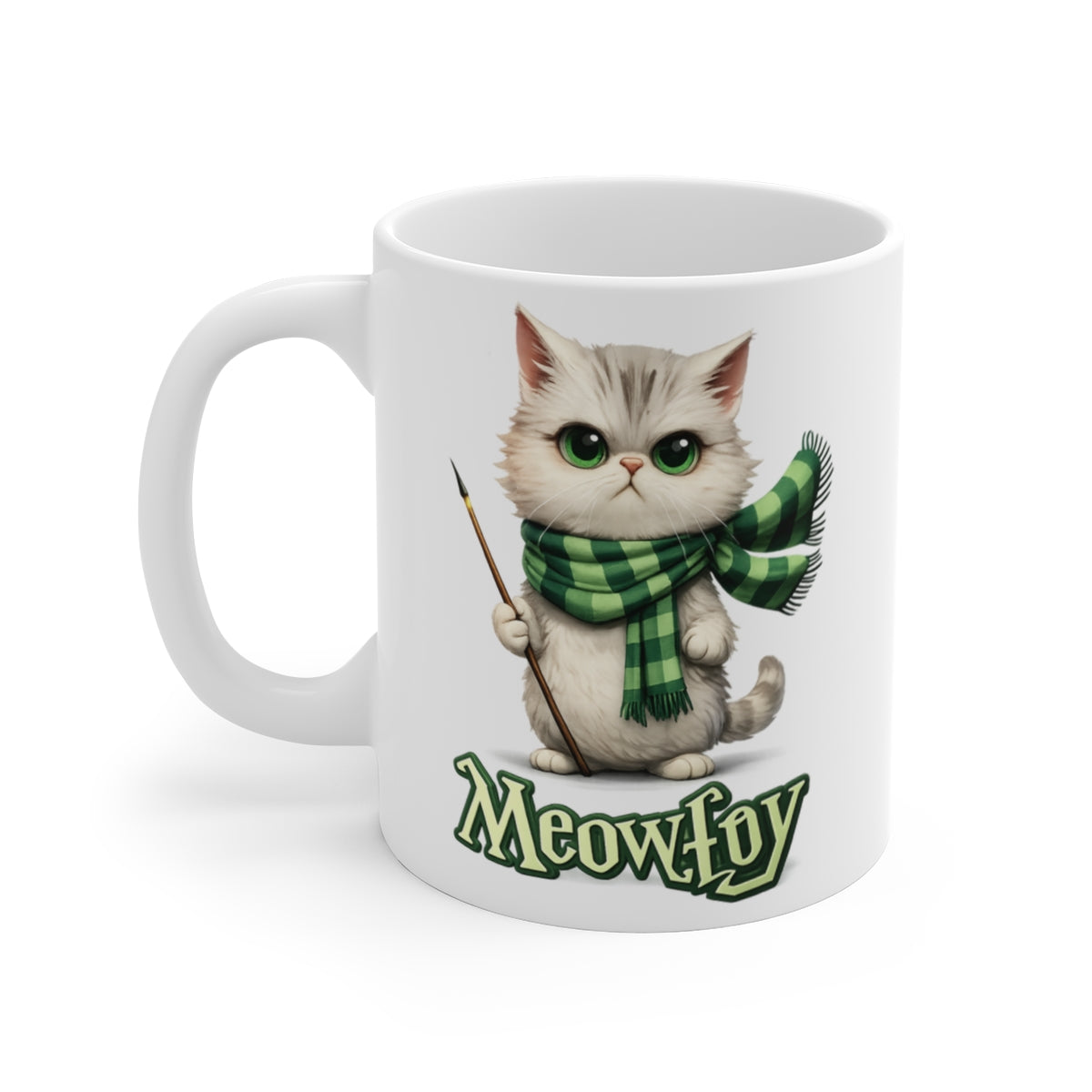 Meowfoy Cat Wizard Mug – Cute Magical Cat Coffee Cup – Funny Fantasy Kitten Ceramic Mug Gift