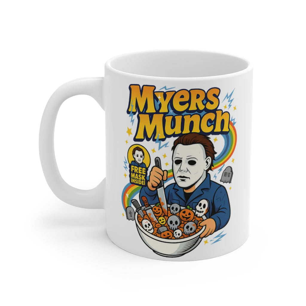 Myers Munch Horror Cereal Mug – Funny Halloween Slasher Coffee Cup for Horror Fans