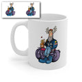 Funny Biker Cartoon Mug – Retro Motorcycle Rider with Ale – Humorous Motorbike Coffee Mug Gift