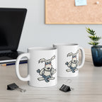 Funny Mechanic Dog Coffee Mug – Cartoon Dog with Spanner Ceramic Mug – Novelty Gift for Mechanics, Engineers & Dog Lovers