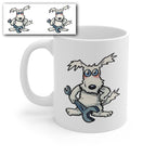 Funny Mechanic Dog Coffee Mug – Cartoon Dog with Spanner Ceramic Mug – Novelty Gift for Mechanics, Engineers & Dog Lovers