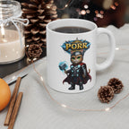 Porr Thunder Cat Mug – Norse Hero Kitten Coffee Cup – Funny Gift for Cat Lovers