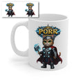 Porr Thunder Cat Mug – Norse Hero Kitten Coffee Cup – Funny Gift for Cat Lovers