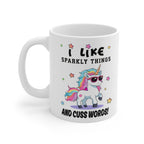 Funny Unicorn Mug – “I Like Sparkly Things and Cuss Words” Rainbow Unicorn Coffee Cup Gift