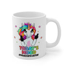 Funny Unicorn Mood Mug – “Today’s Mood: Approach With Caution” Rainbow Unicorn Coffee Cup – Sarcastic Novelty Gift