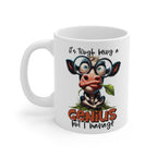 Funny Cow Mug – “It’s Tough Being a Genius but I Manage” – Cute Animal Coffee Cup for Cow Lovers