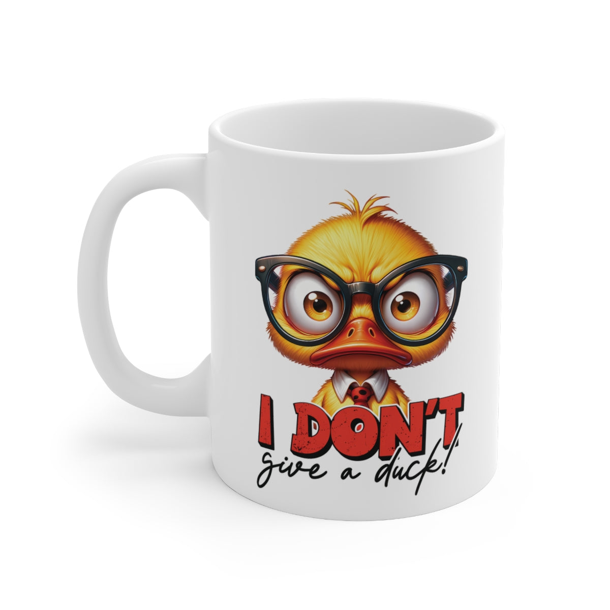 Funny Duck Mug – “I Don’t Give a Duck” Coffee Cup | Cute Geeky Duck with Glasses | Perfect Gift for Coffee Lovers & Office Humor