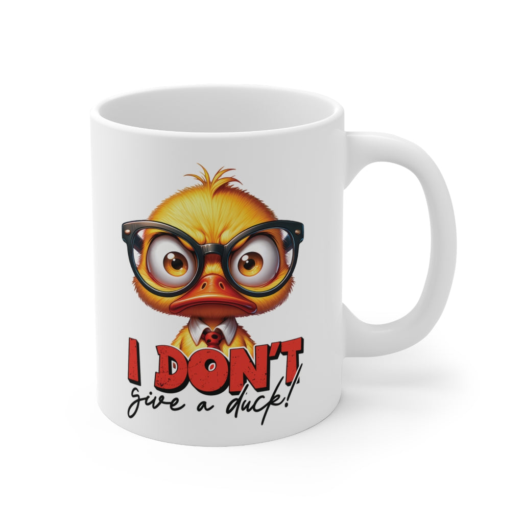 Funny Duck Mug – “I Don’t Give a Duck” Coffee Cup | Cute Geeky Duck with Glasses | Perfect Gift for Coffee Lovers & Office Humor