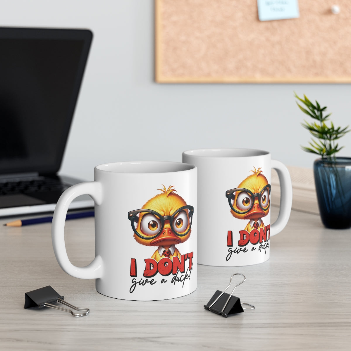 Funny Duck Mug – “I Don’t Give a Duck” Coffee Cup | Cute Geeky Duck with Glasses | Perfect Gift for Coffee Lovers & Office Humor