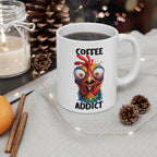 Funny Coffee Mug – “Coffee Addict” Crazy Chicken Design | Perfect Gift for Coffee Lovers & Morning Humor