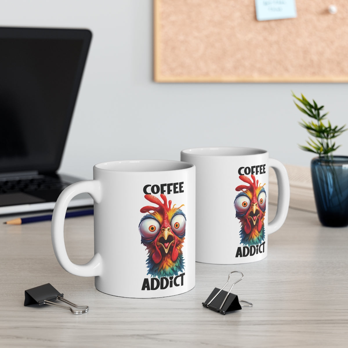 Funny Coffee Mug – “Coffee Addict” Crazy Chicken Design | Perfect Gift for Coffee Lovers & Morning Humor