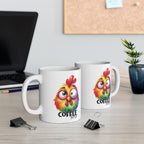 Colourful Funny Chicken Coffee Mug – “Coffee First” Cute Rooster Cup for Morning Coffee Lovers