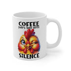 Funny Chicken Coffee Mug | “Coffee Pairs Well with Silence” Farm Animal Humor Mug for Coffee Lovers