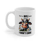 Funny Cow Mug – “99% Chance I Don’t Care” Coffee Cup | Cute Lazy Cow Gift for Coffee Lovers, Cow Humor Mug