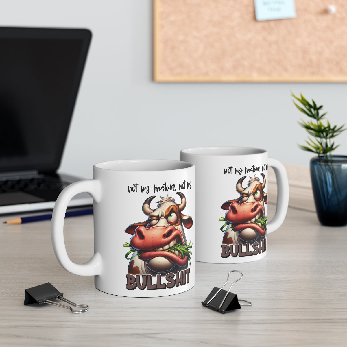 Funny Cow Mug – “Not My Pasture, Not My Bullshit” | Sarcastic Coffee Cup for Office & Home | Perfect Gift for Animal Lovers