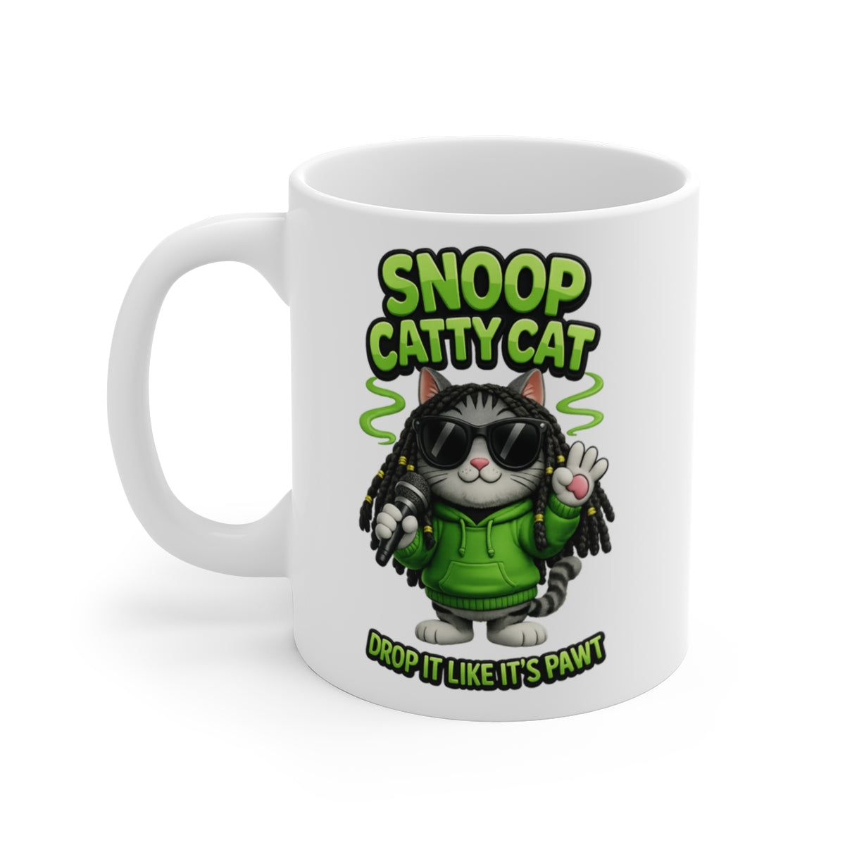Snoop Catty Cat Mug – Funny Rapper Cat Coffee Cup – Drop It Like It’s Pawt Novelty Gift