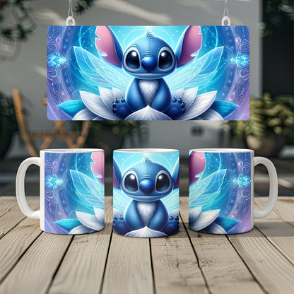 Enchanted Blue Fairy Creature Mug – Fantasy Lotus Artwork Ceramic Cup