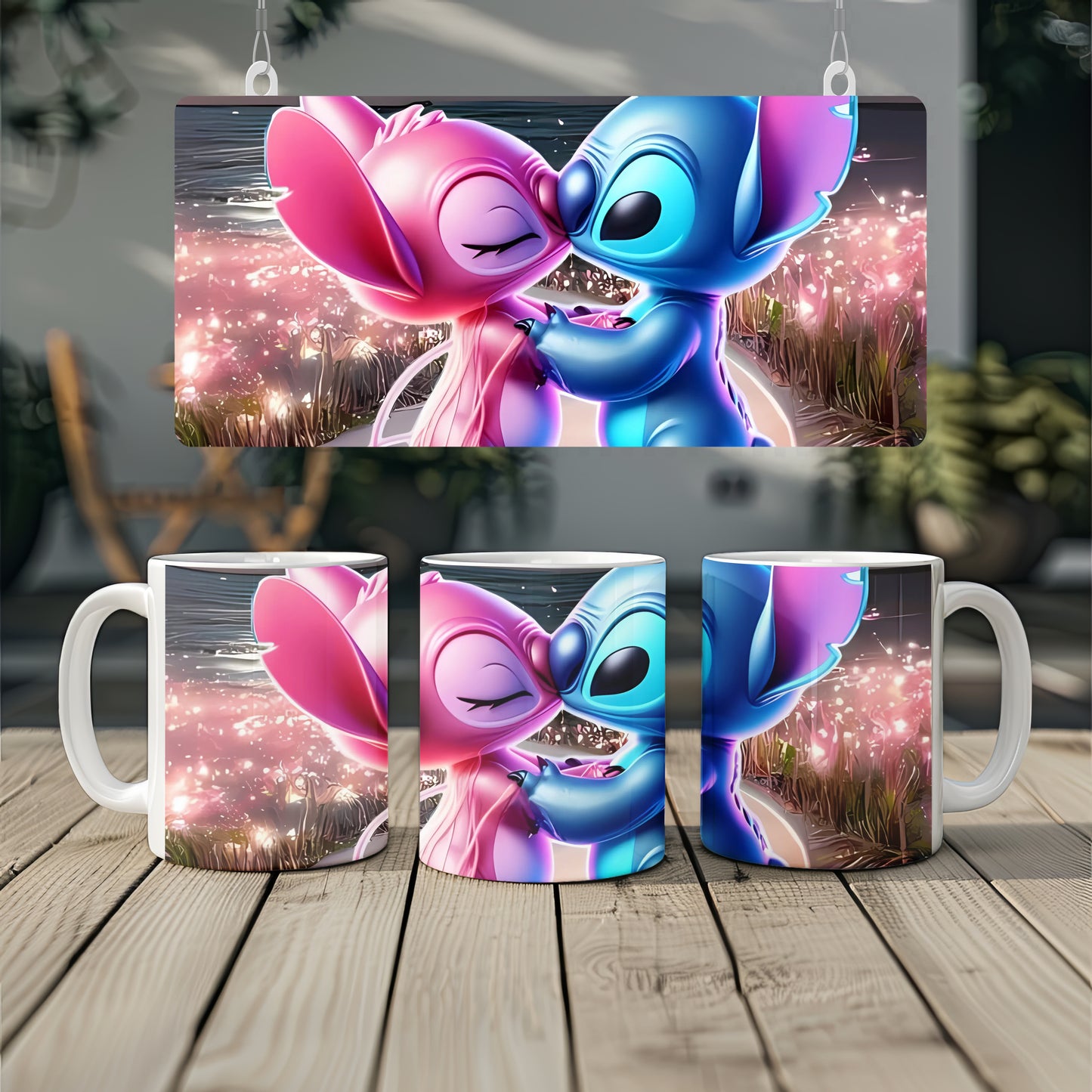 Romantic Stitch & Angel Love Mug – Cute Couple Gift Ceramic Coffee Mug