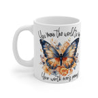 Mother’s Day Butterfly Mug – “You Mean the World to Me” Floral Ceramic Coffee Cup Gift for Mum