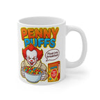 Penny Puffs Horror Parody Coffee Mug – Funny Creepy Clown Cereal Cup – Novelty Halloween Gift Mug