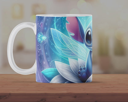 Enchanted Blue Fairy Creature Mug – Fantasy Lotus Artwork Ceramic Cup