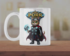 Porr Thunder Cat Mug – Norse Hero Kitten Coffee Cup – Funny Gift for Cat Lovers
