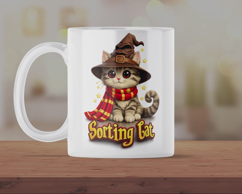 Sorting Cat Wizard Mug – Cute Magical Kitten Coffee Cup for Cat Lovers & Fantasy Fans