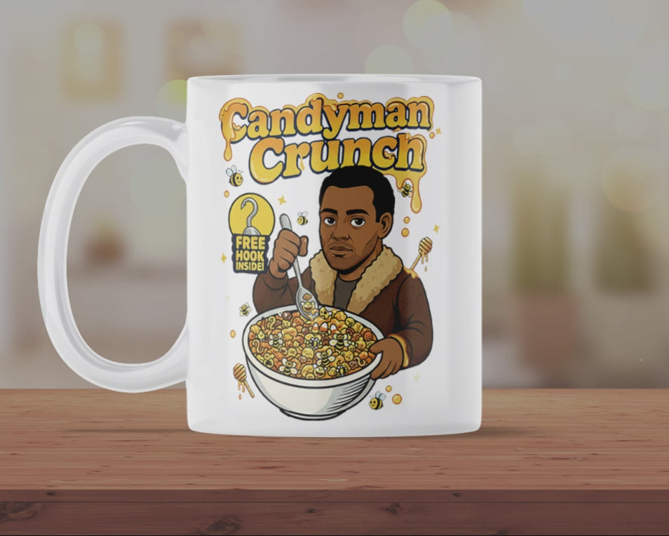 Candyman Crunch Horror Cereal Mug – Funny Candyman Movie Coffee Cup for Horror Fans & Collectors