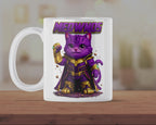 Meownos Superhero Cat Mug – Purple Power Kitten Coffee Cup – Funny Gift for Cat Lovers